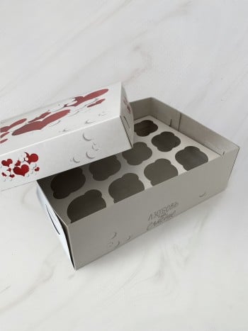 Упаковка под 12 капкейков без окна "Любовь - это счастье" — изображение 3